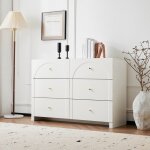 Commode 6 tiroirs - blanc pur - 120x40x82cm - design contemporain