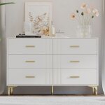 Commode 6 tiroirs blanc pour salon ou chambre 76�120�40 cm