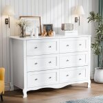 Commode 6 tiroirs commode en bois commode de chambre style scandinave 120 x 40 x 84 cm blanc