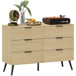 Commode 6 tiroirs - homcom - commode pour chambre � coucher avec design moderne anti - basculement 110l ...