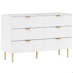 Commode 6 tiroirs - homcom - moderne - poignées et pieds dorés - pour chambre à coucher et salon - 120 ... Commode 6 tiroirs - homcom - moderne - poignées et pieds dorés - pour chambre à coucher et salon - 120 ...