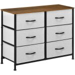 Commode 6 tiroirs - homcom - en tissu - tiroirs pliants - plateau effet bois - avec cadre en acier - ...
