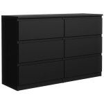 Commode 6 tiroirs - meblocker - noir 120 cm - meuble de rangement spacieux - salon bureau chambre � couche ...