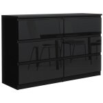 Commode 6 tiroirs - meblocker - noir brillant 120 cm - meuble de rangement spacieux - salon bureau chambre ...