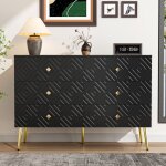 Commode commode 6 tiroirs meuble de rangement commode chambre adulte style scandinave 120x40x80cm noir ...