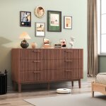 Commode � 6 tiroirs commode scandinave avec poign�e en bois et pieds de support chiffonnier meuble de ...