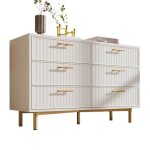 Commode � 6 tiroirs avec son design sym�trique et nervur� buffet haut pour la chambre et tous les salons120 ...