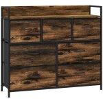Commode 7 tiroirs homcom meuble de rangement tiroir en tissu pliant structure acier noir - 98 x 29 x ...