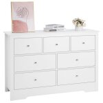 Commode � 7 tiroirs - vevor - meuble de rangement en bois - pour salon couloir chambre entr�e - blanc ...