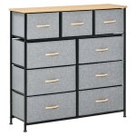 Commode 9 tiroirs - homcom - structure acier noir - 100 x 30 x 100 cm - pour chambre entrée salon - chêne ... Commode 9 tiroirs - homcom - structure acier noir - 100 x 30 x 100 cm - pour chambre entrée salon - chêne ...
