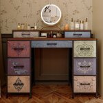 Commode � 9 tiroirs en tissu commode vintage casiers � quatre niveaux coiffeuse de chambre cadre en m�tal ...