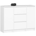 Commode akord k100 blanche 101 cm 2 portes 3 tiroirs fa�ade blanche 4 �tag�res 101x35x76 cm