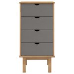 Commode - akozon - otta - bois de pin massif - 4 tiroirs - style scandinave moderne
