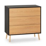Commode apolo 3 tiroirs couleur noir / bois
