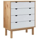 Commode armoire de chambre - mango - otta marron et blanc 765x395x90 cm - bois de pin massif m181