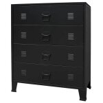 Commode armoire de chambre - mango - � tiroirs - m�tal style industriel 78x40x93 cm - noir m111