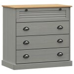 Commode armoire de chambre - mango - vigo gris 80x40x76 cm - bois massif de pin m158
