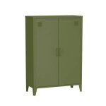 Commode / armoire en m�tal kaki. 2 espaces de rangement. casiers