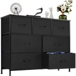 Commode armoire meuble de rangement 7 tiroirs en tissu avec poignées cadre en métal style industriel ... Commode armoire meuble de rangement 7 tiroirs en tissu avec poignées cadre en métal style industriel ...