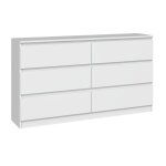 Commode blanche 140 cm - 6 tiroirs - meuble de rangement chambre - dimensions 138x40x75 cm - design moderne ... Commode blanche 140 cm - 6 tiroirs - meuble de rangement chambre - dimensions 138x40x75 cm - design moderne ...