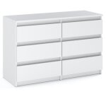 Commode blanche 6 tiroirs 100 cm meuble tv meuble de salon buffet armoire
