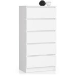 Commode blanche 60cm 5 tiroirs chambre & salon polyvalente pour entre & chambre enfant