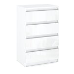 Commode blanche brillante � 4 tiroirs meuble tv de 60 cm meuble de salon ou de chambre � coucher