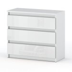 Commode blanche brillante 80 cm meuble tv salon chambre � coucher