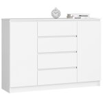 Commode blanche de large avec 4 tiroirs et 2 portes - l 40 x w 138 x h 99