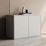 Commode blanche modulaire 80 cm � 3 tiroirs - id�ale pour chambre salon ou entr�e. fonction buffet ou ...