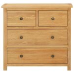 Commode en bois de ch�ne massif - vidaxl - 80x35x75 cm - brun - 2 petits tiroirs - 2 grands tiroirs - ...