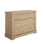 Commode en bois clair 3 tiroirs imitation ch�taignier - co5068 - bois clair - fabriqu� en france - terre ...