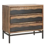Commode en bois marron avec 3 tiroirs 88x45x80 cm