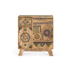 Commode en bois massif - design artistique - 5 tiroirs - multicolore - handbemalt