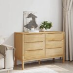 Commode en bois de pin massif - vidaxl - cire marron - 111x43x735 cm - 6 tiroirs - capacit� 30 kg - pieds ...