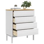 Commode en bois de pin massif - wiens - blanc - 76. 5 x 39 x 90. 5 cm - 4 tiroirs - style scandinave ...