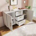 Commode buffet 2 portes 3 tiroirs avec portes et tiroirs 120x40x75cm - sweiko - blanc Commode buffet 2 portes 3 tiroirs avec portes et tiroirs 120x40x75cm - sweiko - blanc