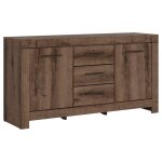 Commode buffet � 2 portes et 3 tiroirs coloris ch�ne marron fonc� - longueur 160 x profondeur 45 x hauteur ...