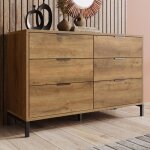 Commode buffet avec 6 tiroirs buffet en ch�ne profond de 120 x 40 x 76 cm buffet de chambre tout lespace ...