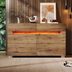 Commode buffet 71 x 120 x 40 cm avec 6 tiroirs clairage led armoire polyvalente pour le salon et la ...