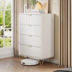 Commode buffet bahut avec 4 tiroirs pieds en mtal 60x34x91 cm design moderne meuble de chambre blanc ...