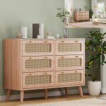 Commode - dans les nuages - buffet 6 tiroirs - bois massif - design moderne - 100x34x73 cm