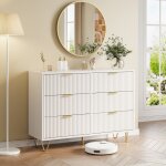 Commode buffet bahut avec 6 tiroirs pieds en m�tal 100x34x73 cm design moderne meuble de chambre meuble ...