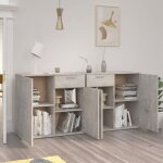 Commode / buffet contemporain gris b�ton 160x36x75 cm bois ding�nierie ll0000065149