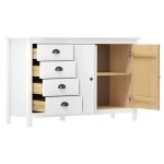 Commode / buffet contemporain hill blanc 130x40x80 cm bois de pin solide ll0000016595
