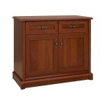 Commode buffet meuble de rangement � 2 portes et 2 tiroirs couleur ch�taigne - longueur 101 x profondeur ...