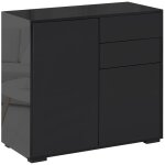 Commode buffet moderne meuble de rangement 2 tiroirs 2 portes 117x36x74cm noir meuble bas buffet bahut ...