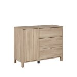 Commode calypso 3 tiroirs 1 porte effet bois ch�ne dor� effet claustra