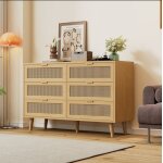 Commode - 6 tiroirs - bois fonc� - design vintage - pieds en bois massif