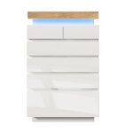 Commode - blanc - 6 tiroirs - �clairage led - design moderne - 115 x 73 x 39 cm